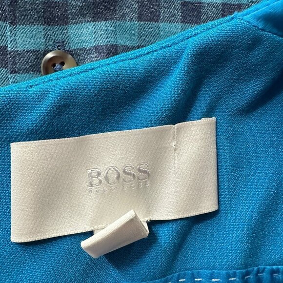 BOSS by Hugo Boss Delura Stretch Wool Blend Sheath Dress Turquoise Blue Size 4 - Picture 5 of 11